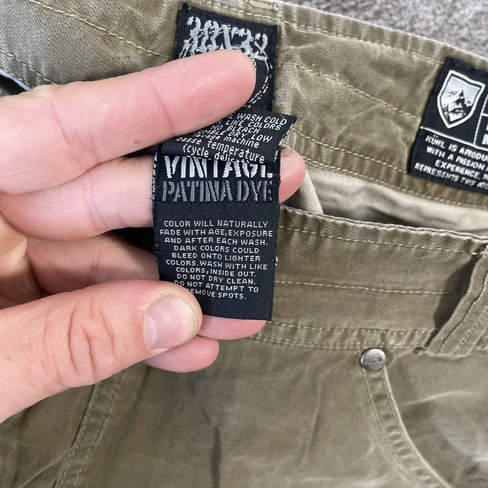 Kuhl Outrage‎ Pants Mens 38x32 Green Relaxed Cargo Hiking Workwear Patina Dye